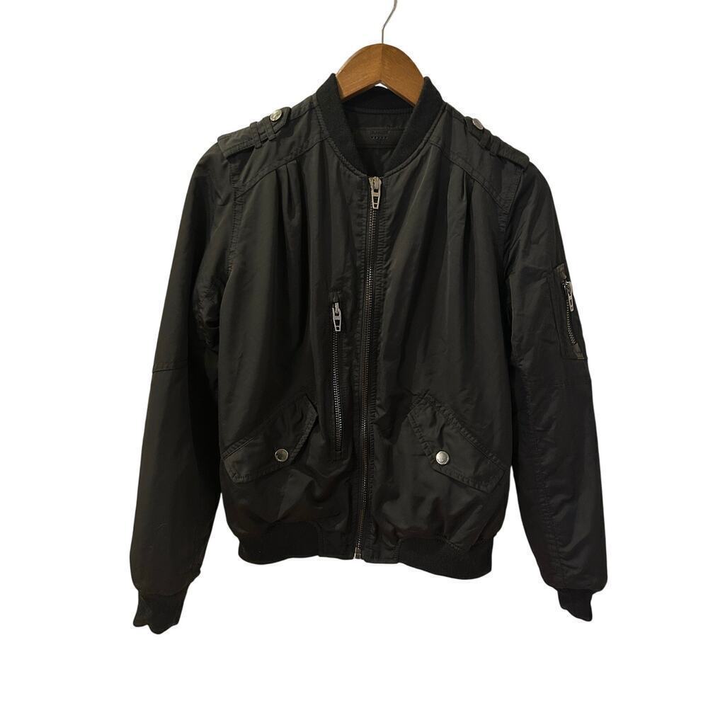 BLANKNYC Black Nylon Insulated Bomber Jacket Coat Size XS